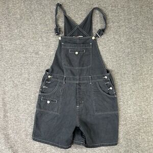 Live a Little Overalls Women's Size Large Black Shorts denim cropped Outdoor